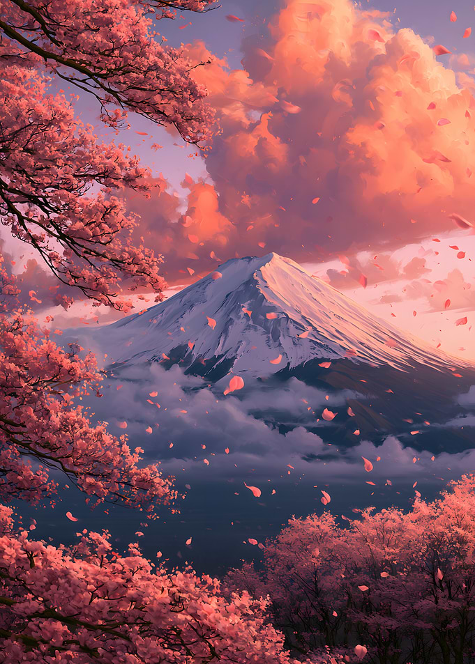 Mount Fuji with Cherry Blossoms
