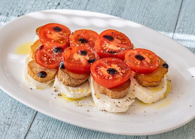 Caprese Salad with Roasted Eryngii