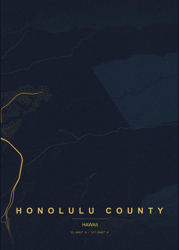 Honolulu County Minimalist Map Poster