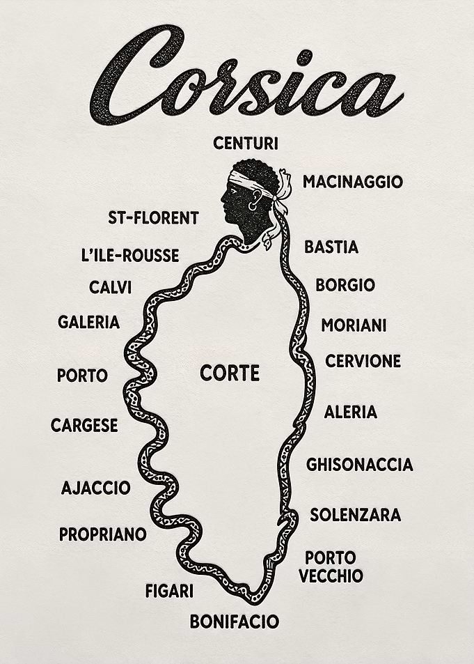 Corsica Map with Pirate Head France