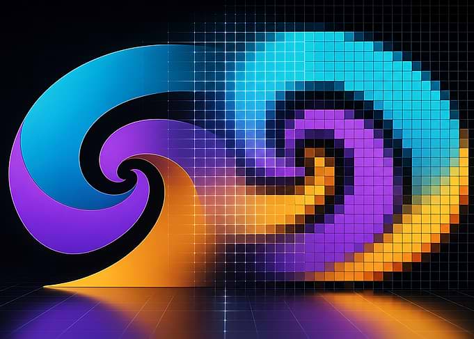 Abstract Digital Spiral Grid Art