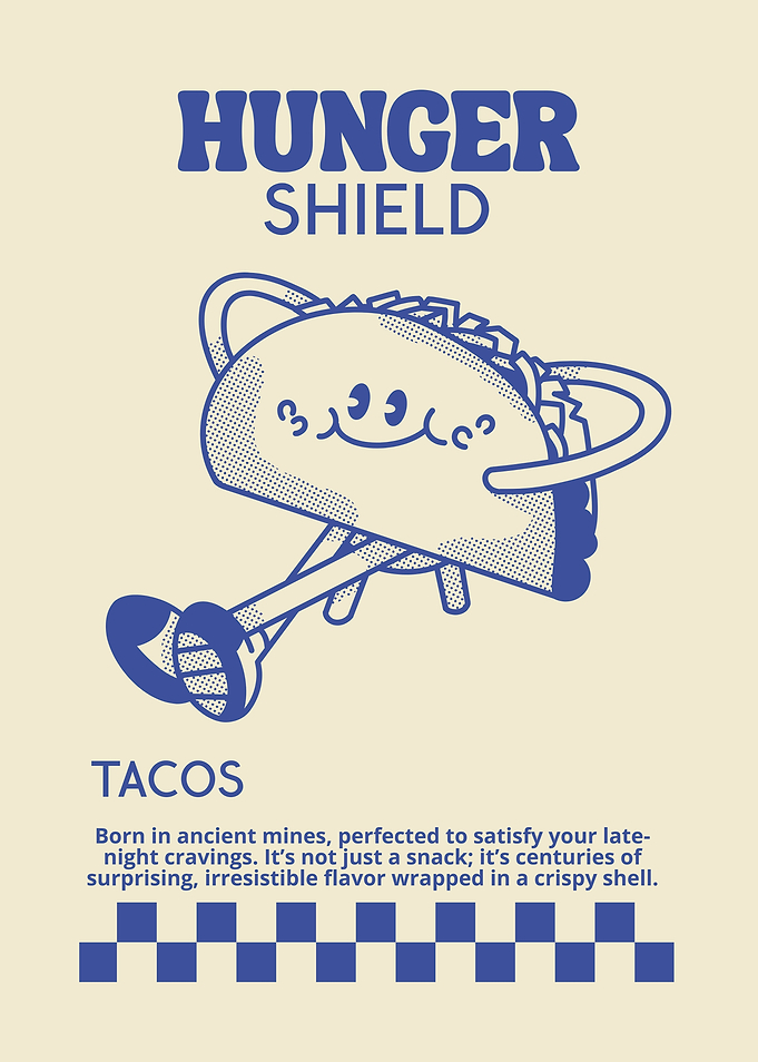 Hunger Shield Retro Taco Poster