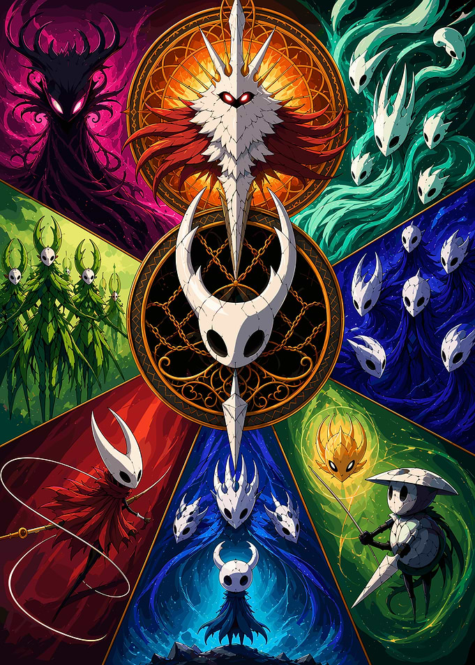Hollow Knight Character Collage Poster