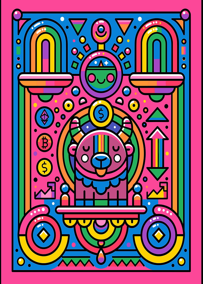 Colorful Crypto Bull Pop Art