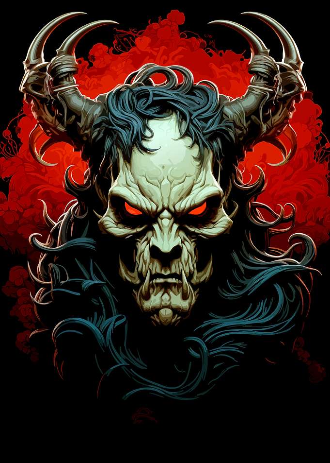 Menacing Horned Demon Portrait