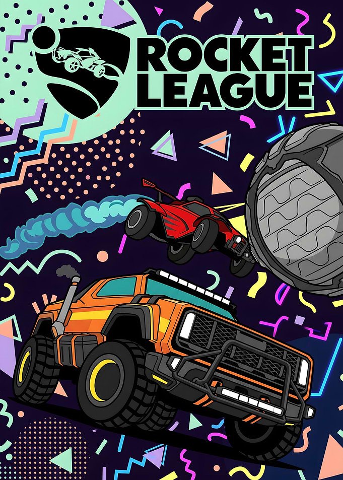 Rocket League 90s Retro Poster