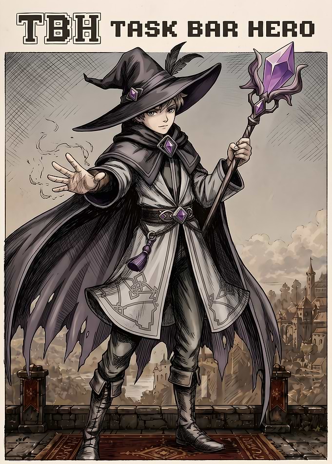 Task Bar Hero Wizard Character Art