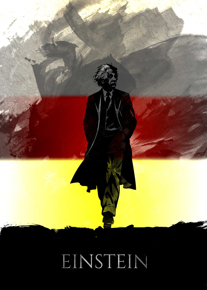 Albert Einstein German Flag Poster