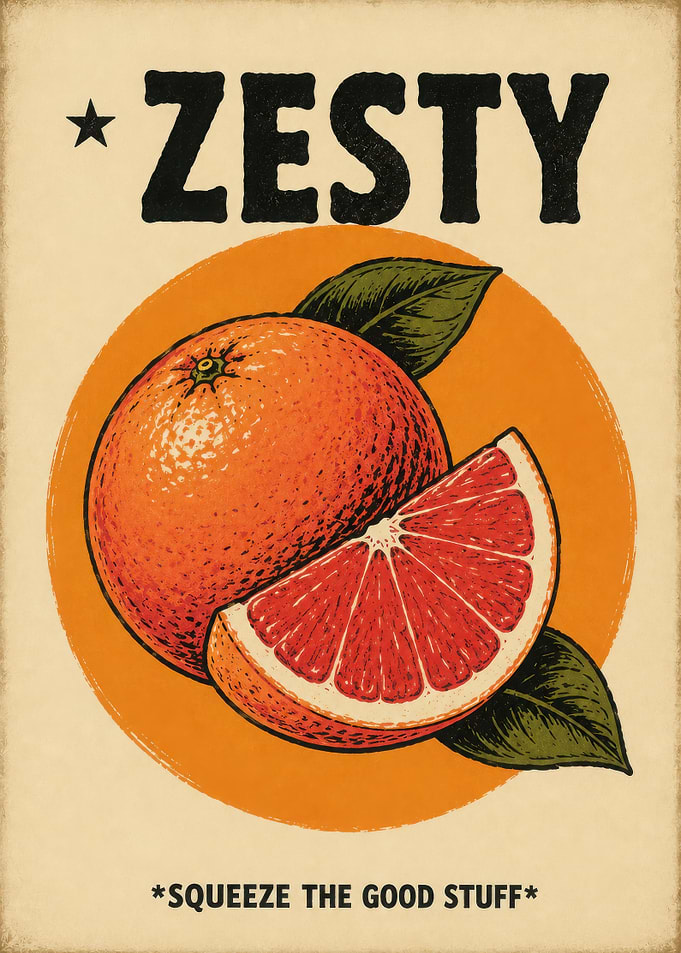 Zesty Grapefruit Vintage Style Poster