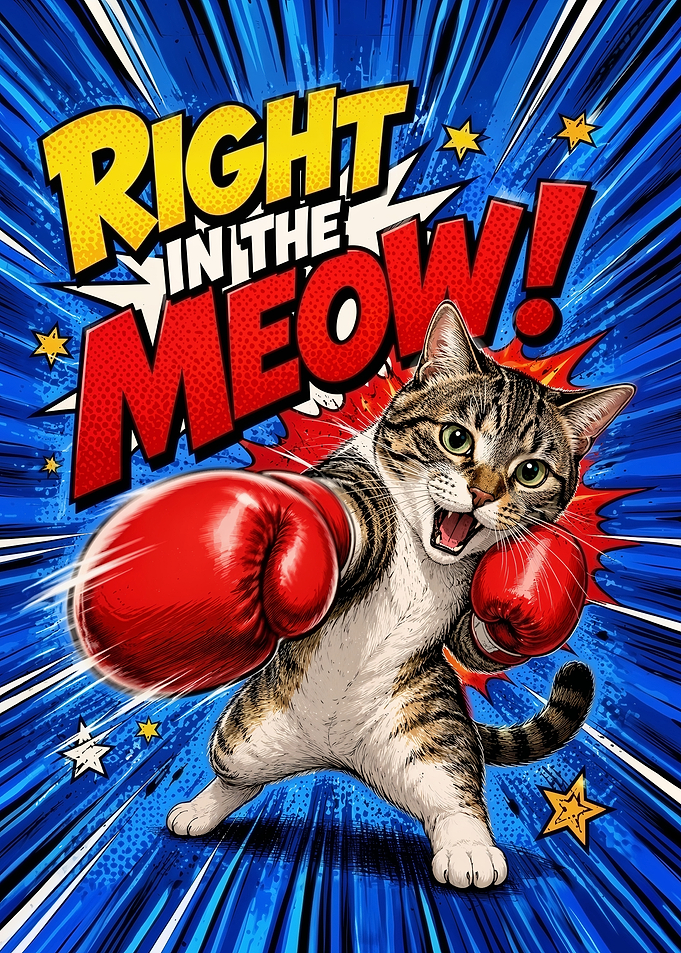 Right in the Meow Funny Boxing Cat