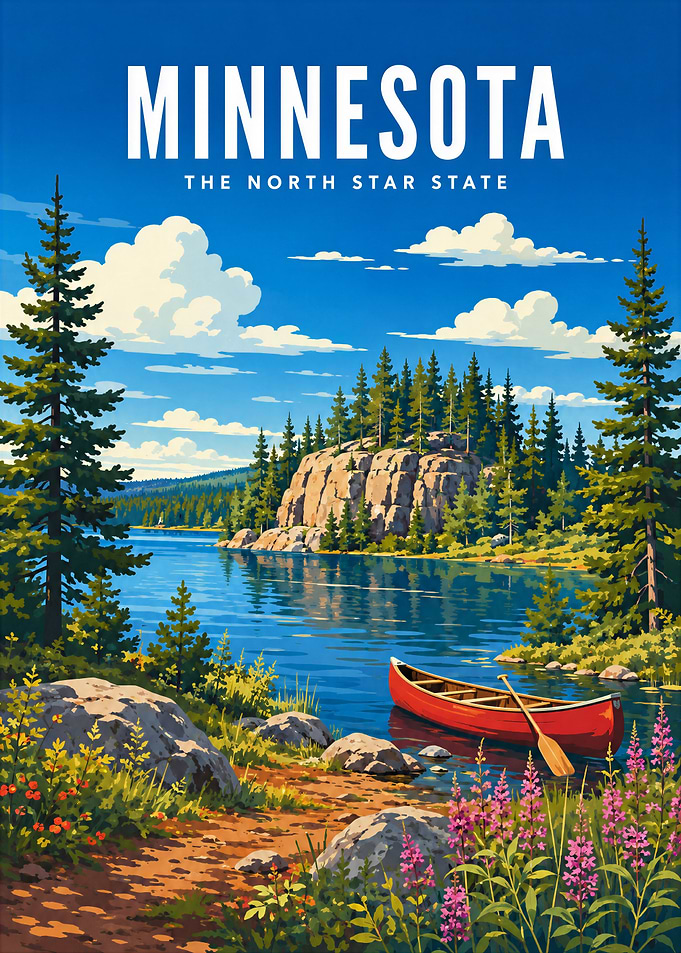 Minnesota North Star State Travel Poster