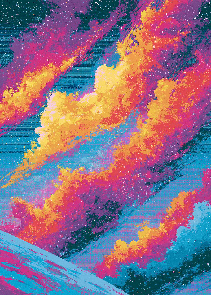 Vibrant Pixel Art Space Nebula