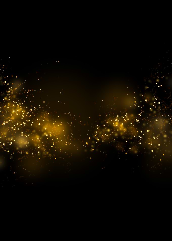 Golden Glitter Particles on Black Background