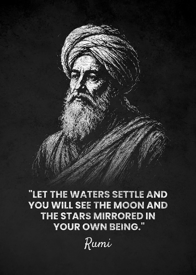 Rumi MIRRORED Quote Inspirational Portrait Poster