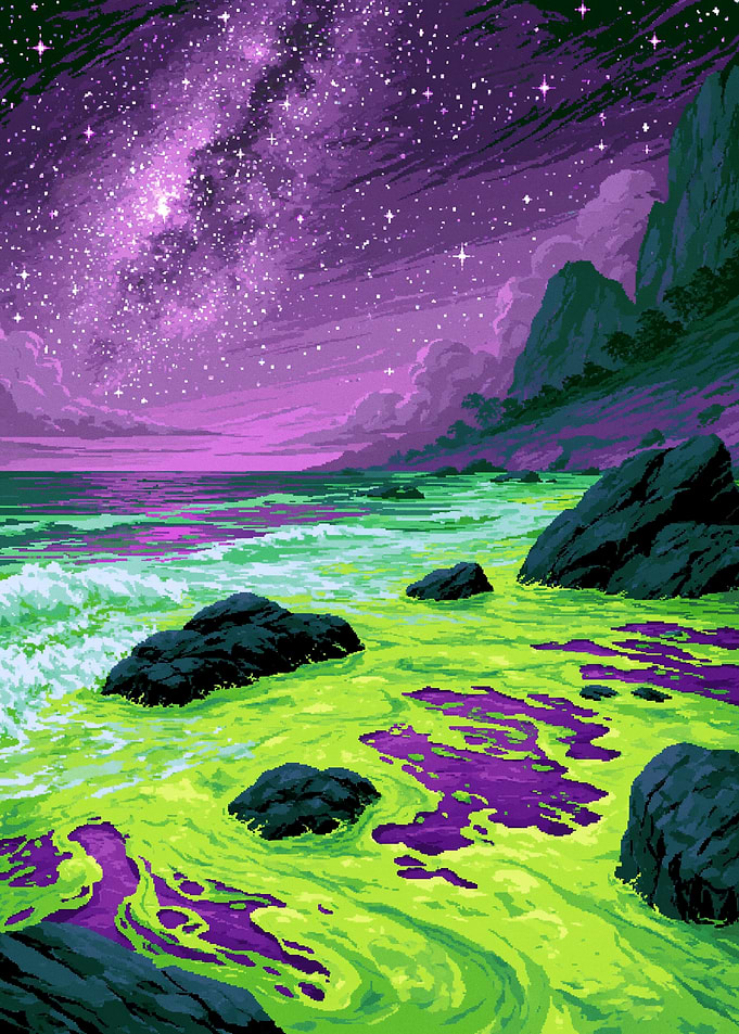 Neon Purple and Green Alien Coast