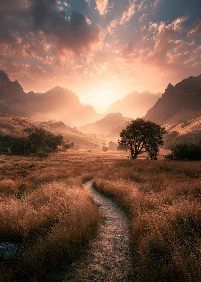 Golden Sunset Mountain Trail