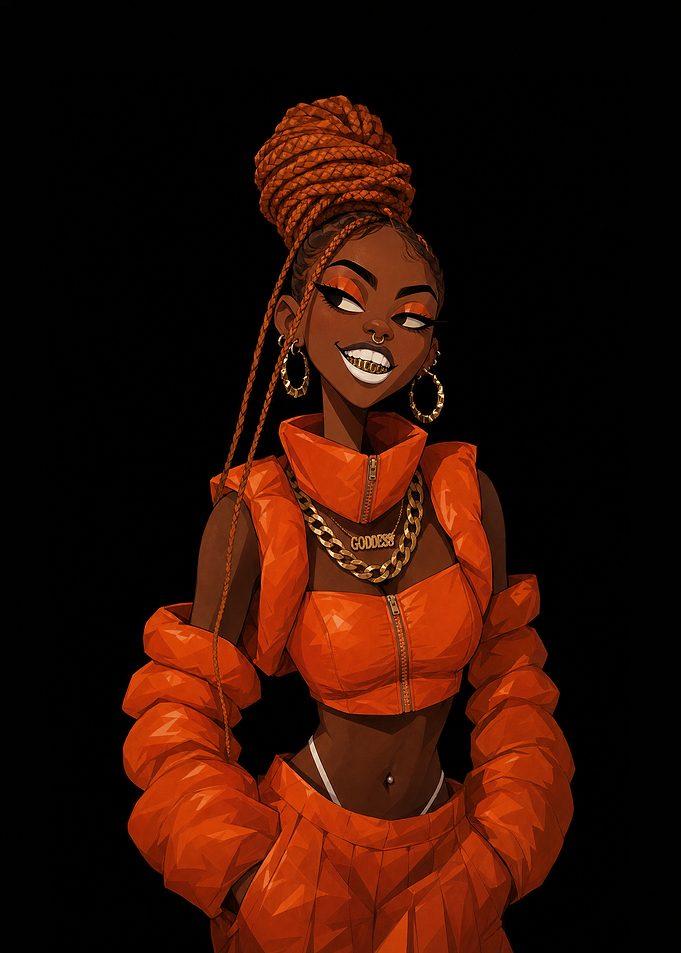Stylish Woman in Vibrant Orange Outfit