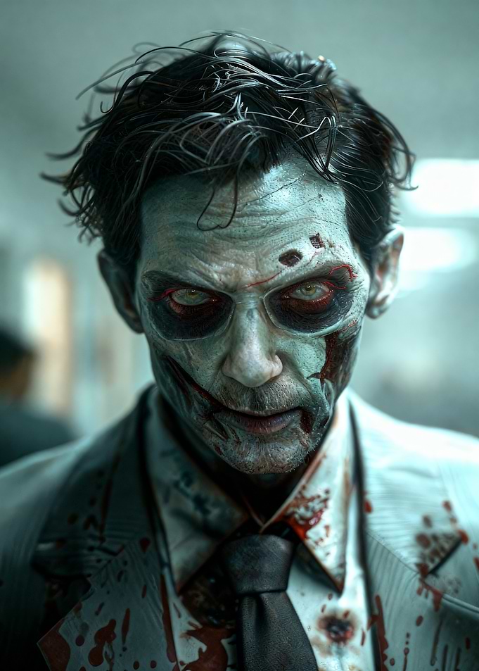 Portrait of a Zombie Businessman inspired by 7D2D