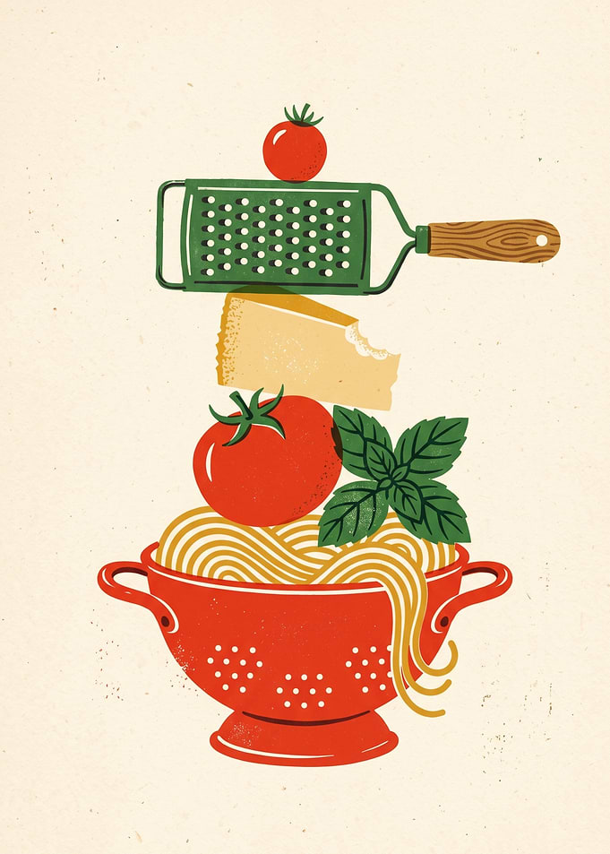 Italian Pasta Ingredients Illustration