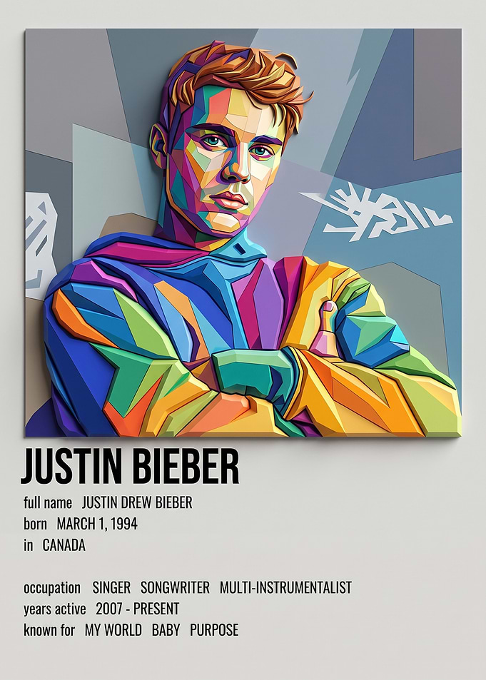 Justin Bieber Pop Art Poster