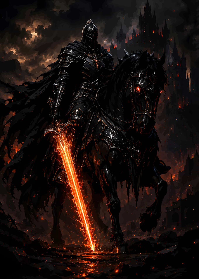 Dark Knight on Fiery Horse