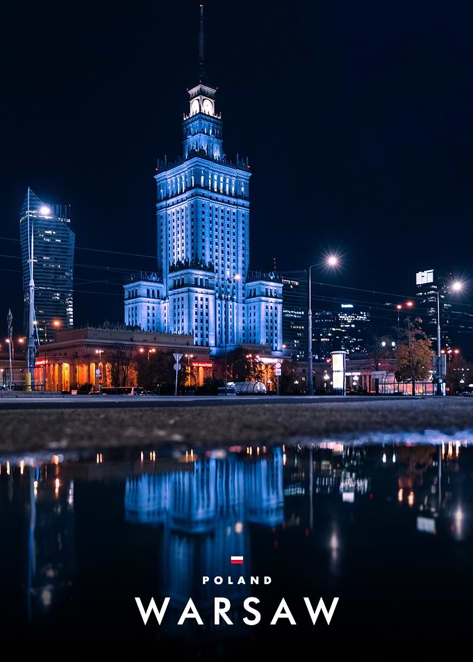 Warsaw Palace of Culture at Night