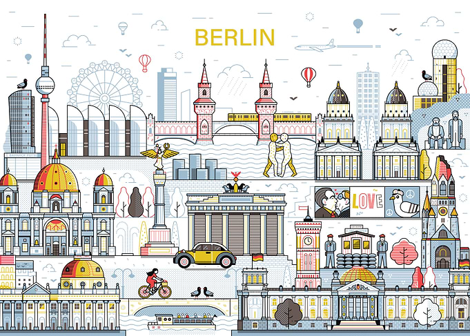 Berlin Panoramic Cityscape Illustration
