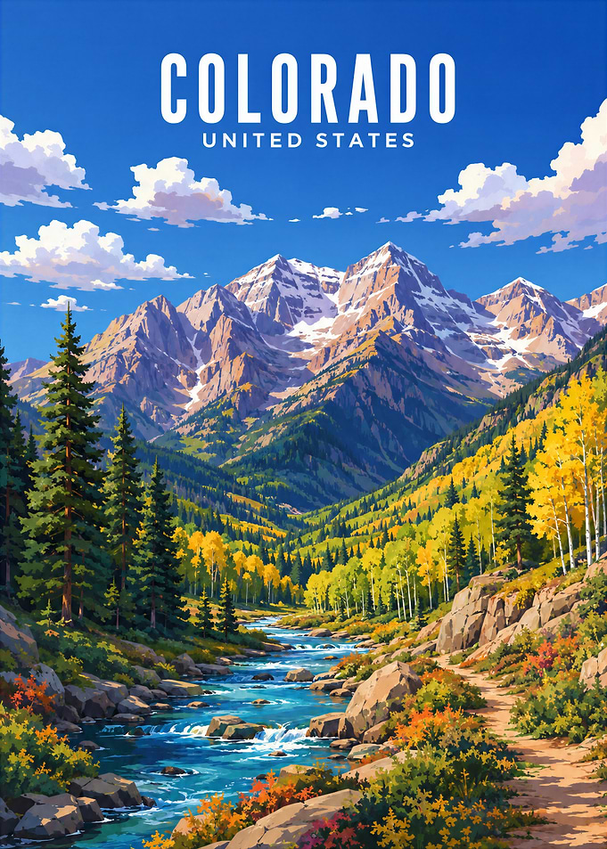 Colorado Mountain Landscape, Travel Poster