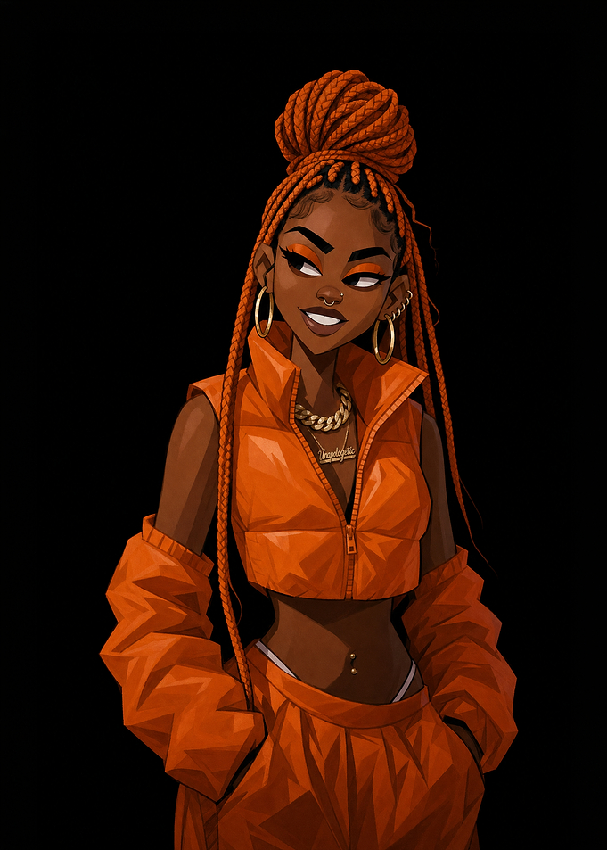 Stylish Woman in Orange Streetwear
