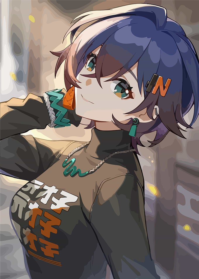 Belle Zenless Zone Zero with Short Blue Hair