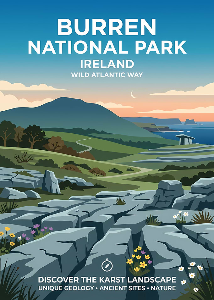 Burren National Park Ireland Travel Poster