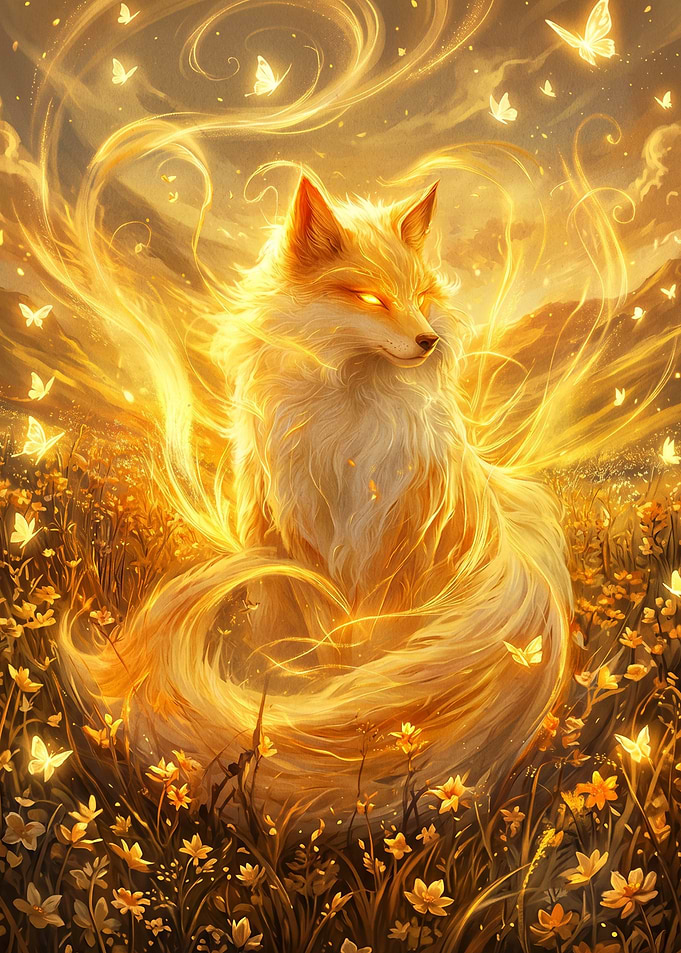Ethereal Golden Fox in Meadow