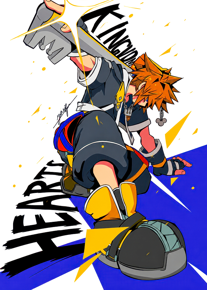 Sora Kingdom Hearts Dynamic Action Illustration