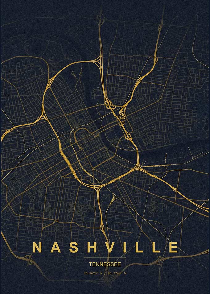 Nashville Tennessee Minimalist Map Poster