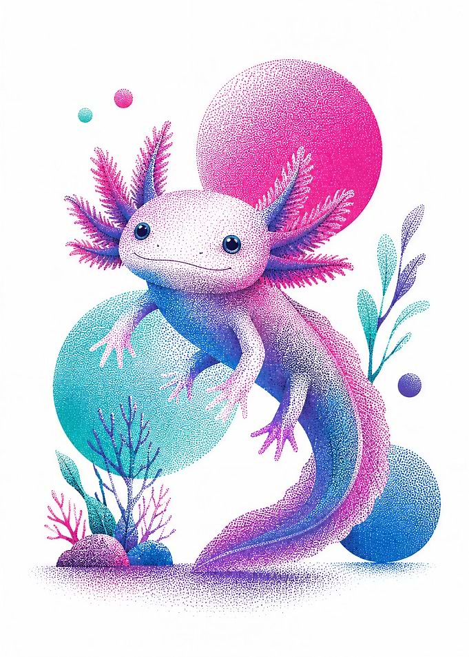 Stippled Art Axolotl Illustration