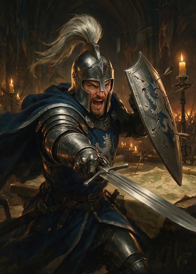 Fierce Knight in Battle Armor
