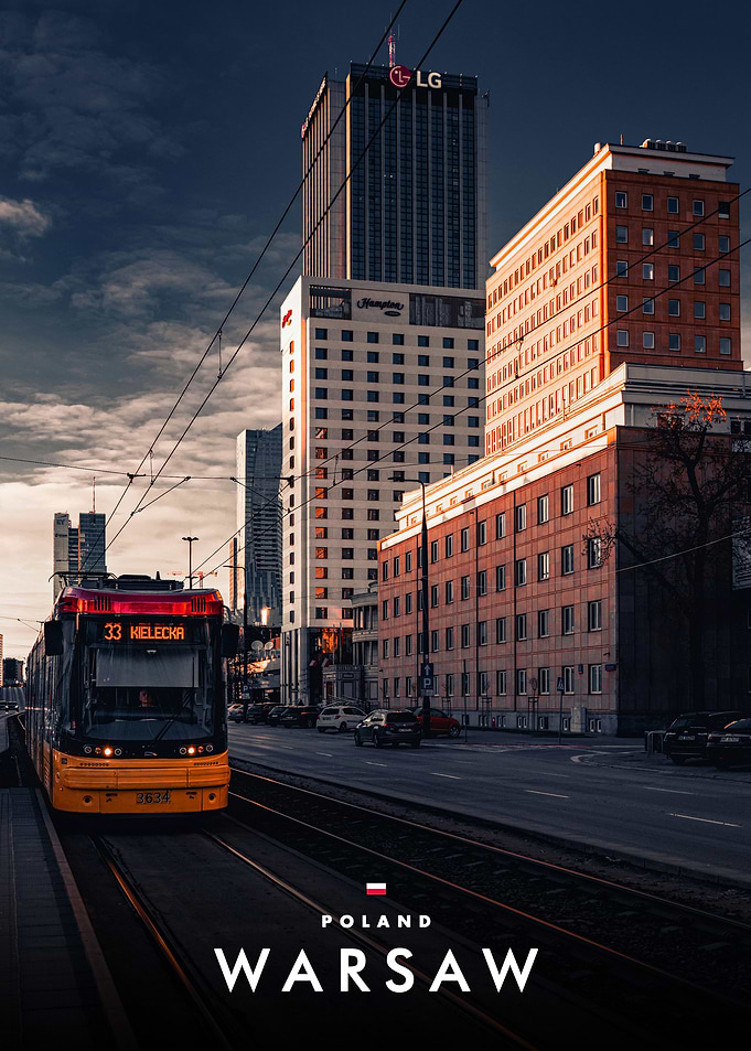 Warsaw Cityscape with Tram