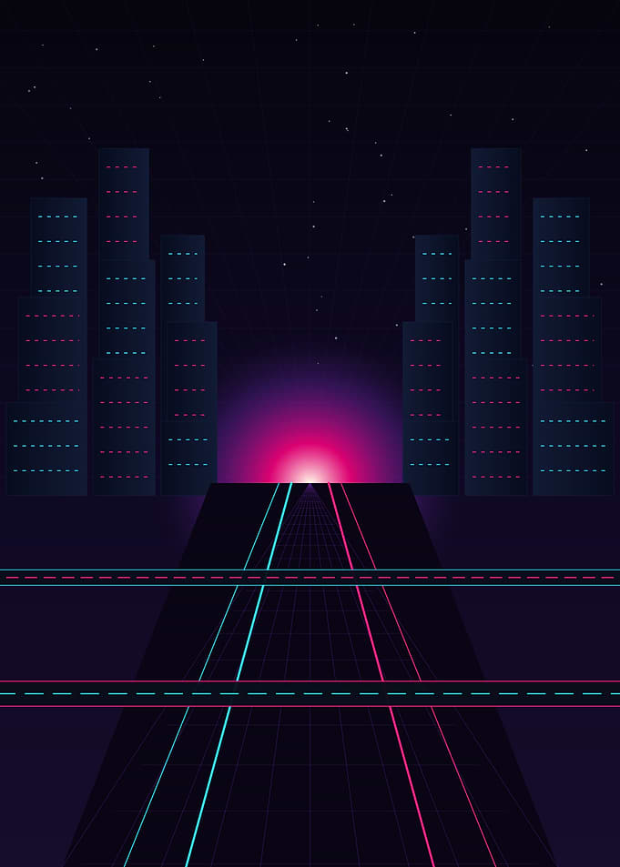 Synthwave Retro Cityscape Horizon
