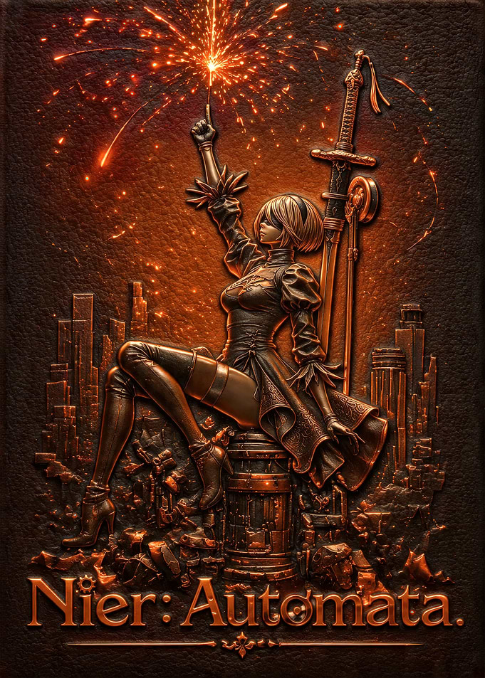 Nier: Automata 2B Bronze Relief Art