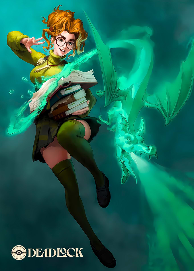 Deadlock character illustration with magic dragon