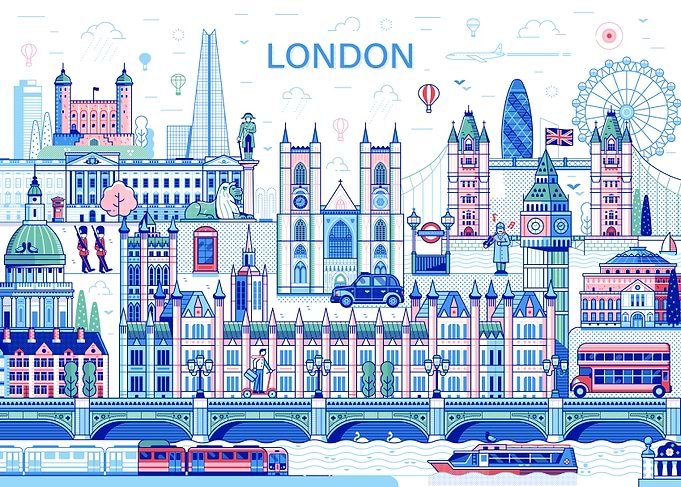 London Panoramic Cityscape Illustration
