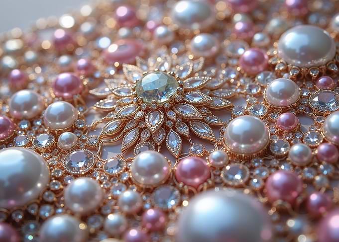 Elegant Pearl and Crystal Brooch Detail