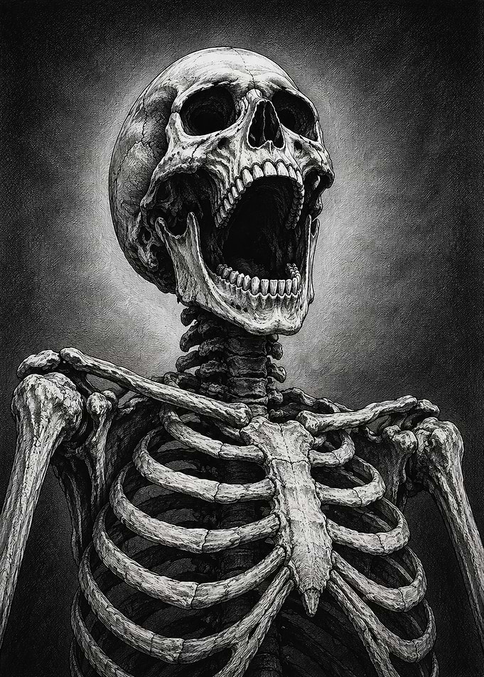 Screaming Human Skeleton Illustration