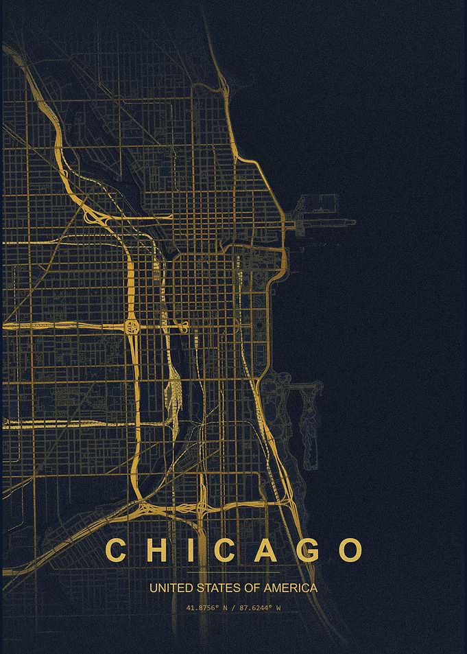 Minimalist Chicago City Street Map