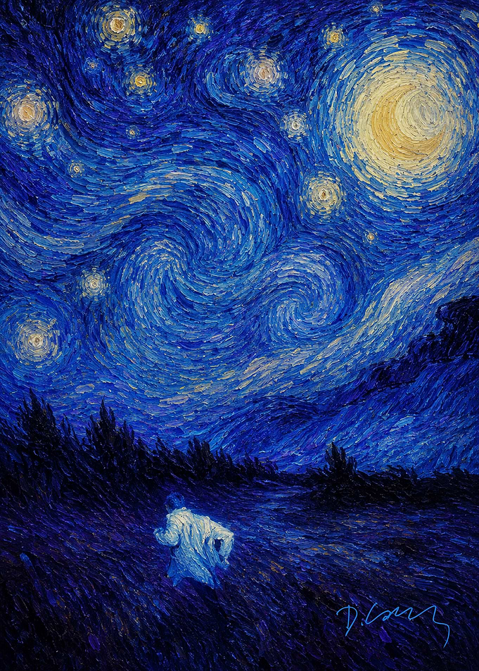 Person Running Under Starry Night Sky