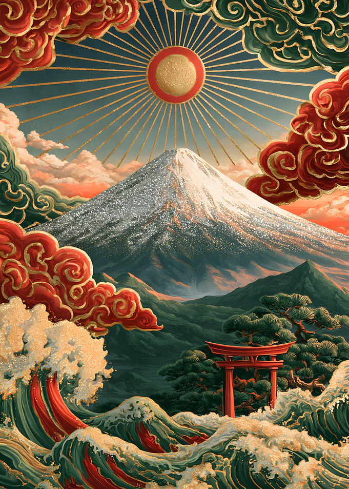 Mount Fuji with Torii Gate