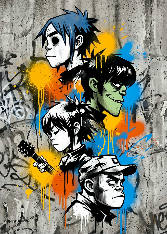 Gorillaz Band Graffiti Art Poster