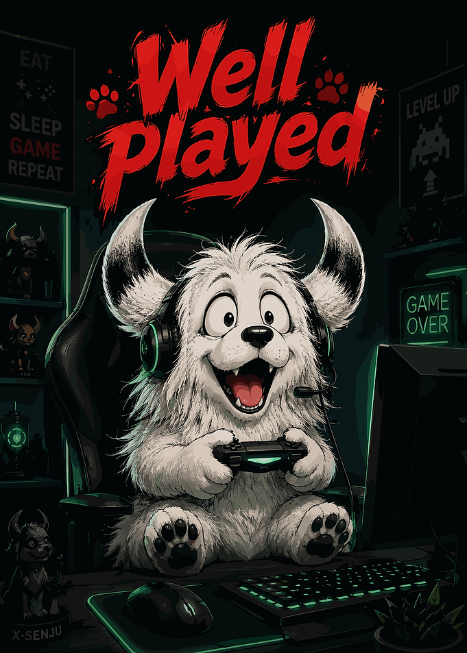 Cute Monster Gamer Well Played Poster
