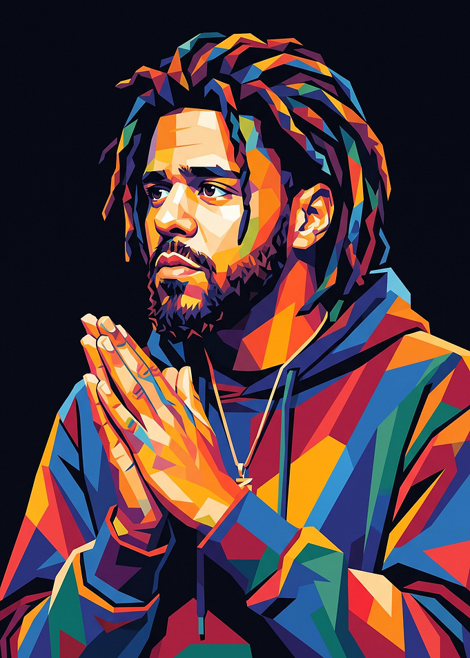J. Cole Colorful Geometric Portrait