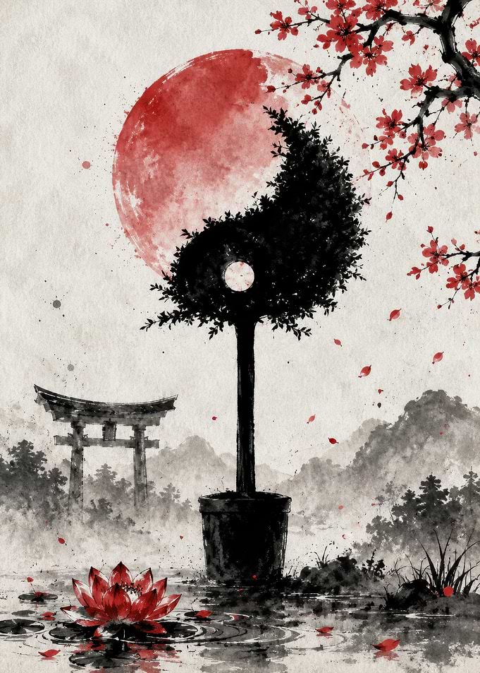 Yin Yang Tree Japanese Art